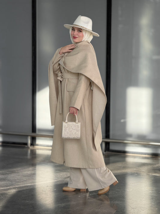 Signature camel cachemire coat avec écharpe