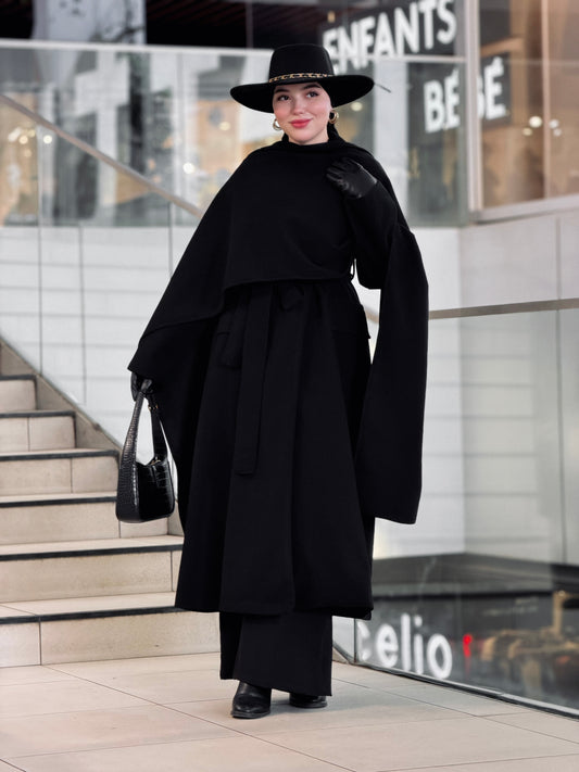 Signature cachemire black coat avec écharpe