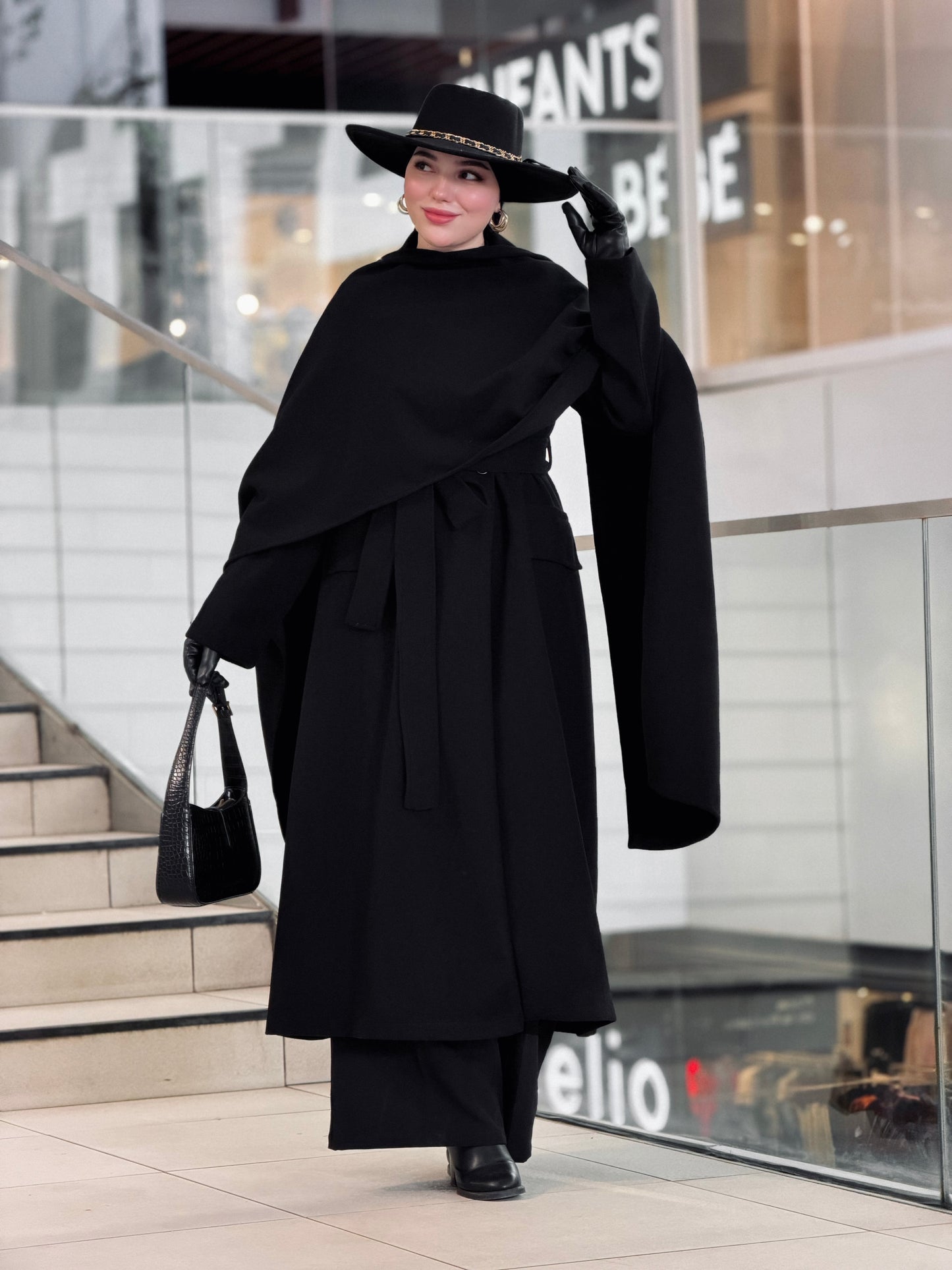 Signature cachemire black coat avec écharpe