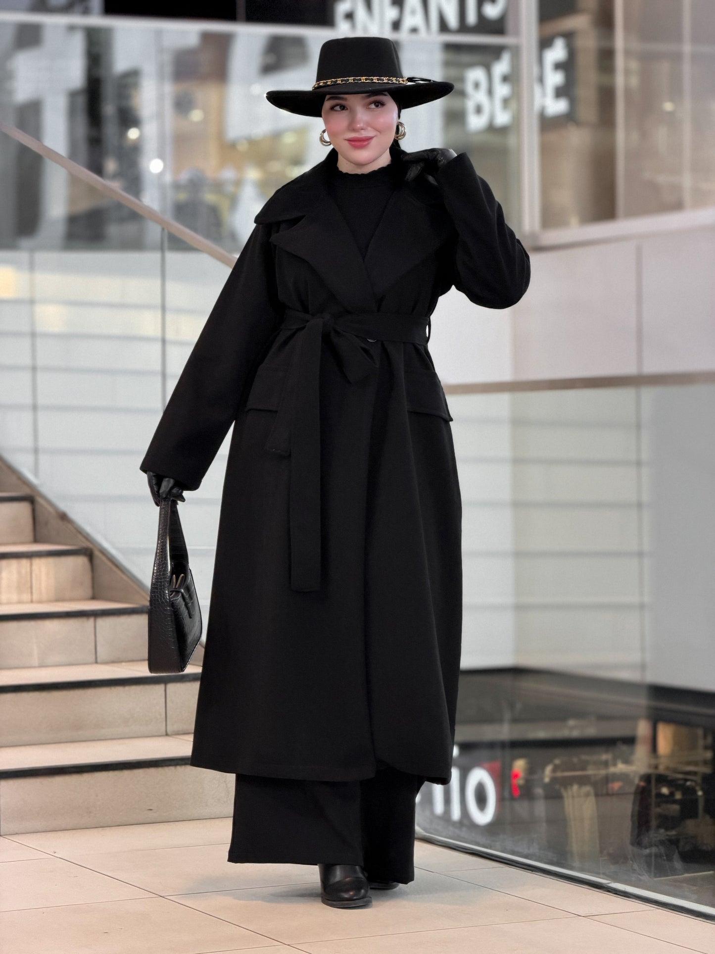 Signature cachemire black coat avec écharpe